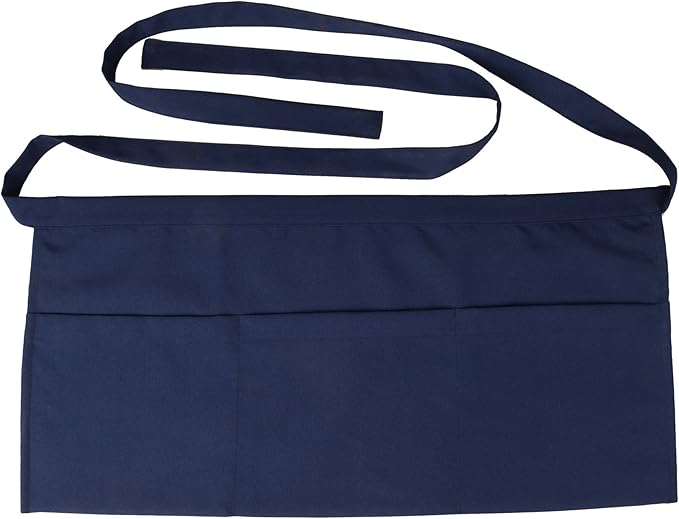 Resist water 3 big Pockets Waist Server Apron Kitchen Restaurant Unisex Half Aprons by SEW+UR+LIFE
