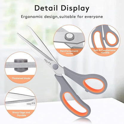 3-Pack 8.5" Ultra Sharp Stainless Steel Scissors - Premium All Purpose for Office, Crafts, Sewing, Home & School | Comfort-Grip Ambidextrous (Left & Right Handed)
