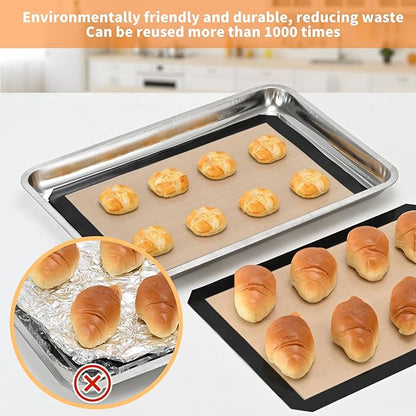 Luckyiren 2-Pack Silicone Baking Mats – Non-Stick Reusable BPA-Free Oven Liners, 100% Food-Grade Silicone, Fit Half Sheet Pans (16.54" x 11.62") for Cookies, Pastry & More
