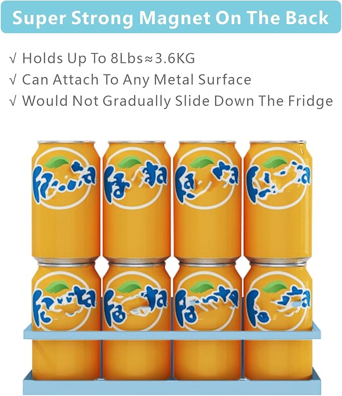 Magnetic Spice Rack For Refrigerator, Space Saving Magnetic Shelf For Fridge Blue 4 Pack With Magnetic Paper Towel Holder - Image 3