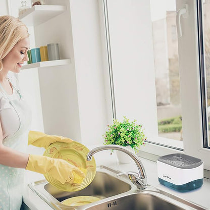 Kitchen Dish Soap Dispenser with Sponge Holder, 2-in-1 Countertop Soap Pump Dispenser, for Kitchen Sink Dishwashing Soap Dispenser - 12.5 Ounces - Image 5
