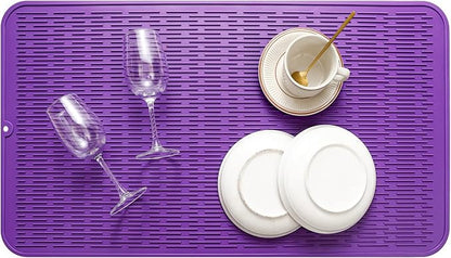 MicoYang Silicone Dish Drying Mat for Multiple Usage,Easy clean,Eco-friendly,Heat-resistant Silicone Mat for Kitchen Counter or Sink,Refrigerator or Drawer Liner Purple 4XL 32 inches x 18 inches - Image 5