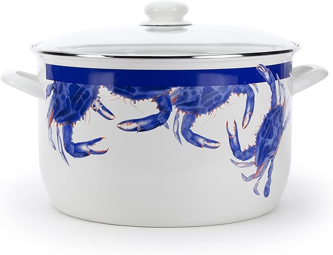 Golden Rabbit Enamelware Soup or Stock Pot, 18 quart, Blue Crab