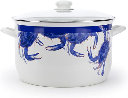 Golden Rabbit Enamelware Soup or Stock Pot, 18 quart, Blue Crab
