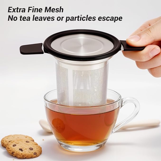 Tifanso Stainless Steel Tea Infuser Steeper Strainer for Loose Leaf Tea, Fine Mesh Reusable Diffusers Ball Bag Filter Holder with Heat Proof Handles for Teapots, Mugs, Cups - Image 3