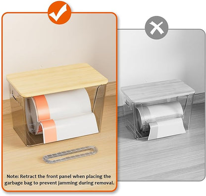 Delamu 3 Pack Pantry Organizers and Storage,Trash Bag Dispenser with Bamboo Top,Stackable Trash Bag Dispenser Under Sink Organizer for 4-30 GalBags,Onion,Potato,Fruits,Clear - Image 7