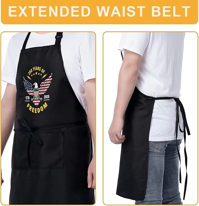 Us 250 Years Of Freedoms Apron With Pocket For Mens
