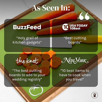 Cooler Kitchen Cutting Boards for Kitchen – Checkered Bamboo Cutting Board Set with 6 Color-Coded Flexible Chopping Mats, Easy Clean Wood and Dishwasher-Safe Plastic, Large 17×12, Knife-Friendly - Image 9