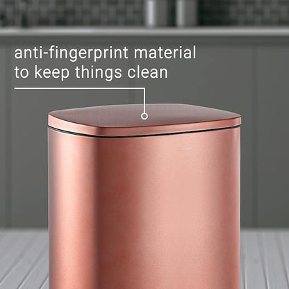 happimess HPM1006D Connor Rectangular 13-Gallon Trash Can with Soft-Close Lid and Free Mini Trash Can, Fingerprint Resistant, Modern, Minimalistic for Home, Kitchen, Office, Bathroom, Rose Gold - Image 9