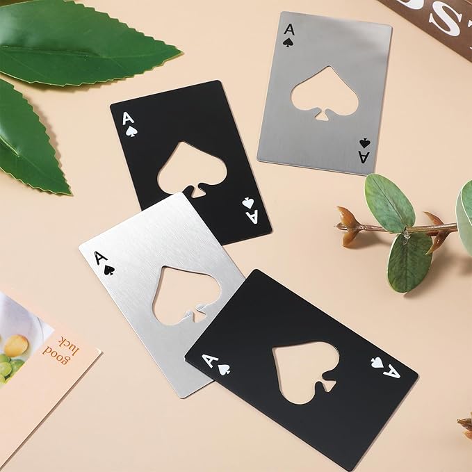 60Pcs Ace of Spades Bottle Openers, Poker Card Bottle Openers Portable Stainless Steel Can Opener Credit Card Size Beer Bottles Can Cap Opener for Wallet Pocket Wedding Party Good Gift