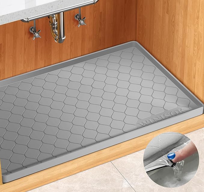 Winisok Silicone Under Sink Mat 37" x 22", Kitchen Essentials and Gadgets, Shelf Liner and Cabinet Protector, Home Organizers and Storage, Waterproof Bathroom Tray by Winisok