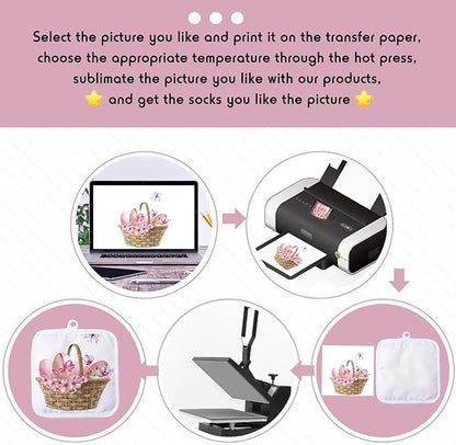 Patelai 12 Pieces Blank Sublimation Oven Mitts Set Include Blank Sublimation Heat Resistance Oven Gloves and Pot Holders for DIY Kitchen Dining Room Accessories