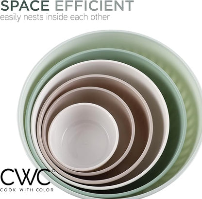 COOK WITH COLOR Prep Bowls with Lids- Wide and Deep Nesting Plastic Small Mixing Bowl Set with Lids, 12 Piece Set - Wide Bowls, Mint - Image 5