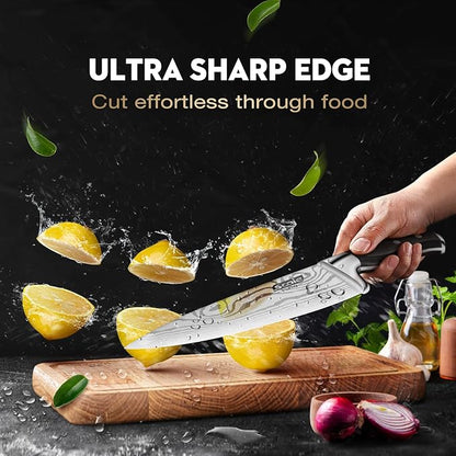 SCOLE® Chef Knife Ultra Sharp Kitchen Knife Set 7-Piece, Premium German 1.4116 Stainless Steel Chefs Knife Set, Ergonomic Handle Professional Full Tang Knives Set for Kitchen with Gift Box