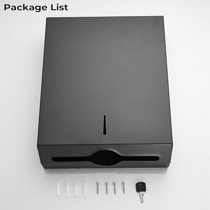 Paper Towel Dispenser Wall Mount - Multifold Trifold Paper Towel Dispensers, Large Capacity Stainless Steel Tissue Holder, Suitable for Bathrooms and Public Places Black - Image 7