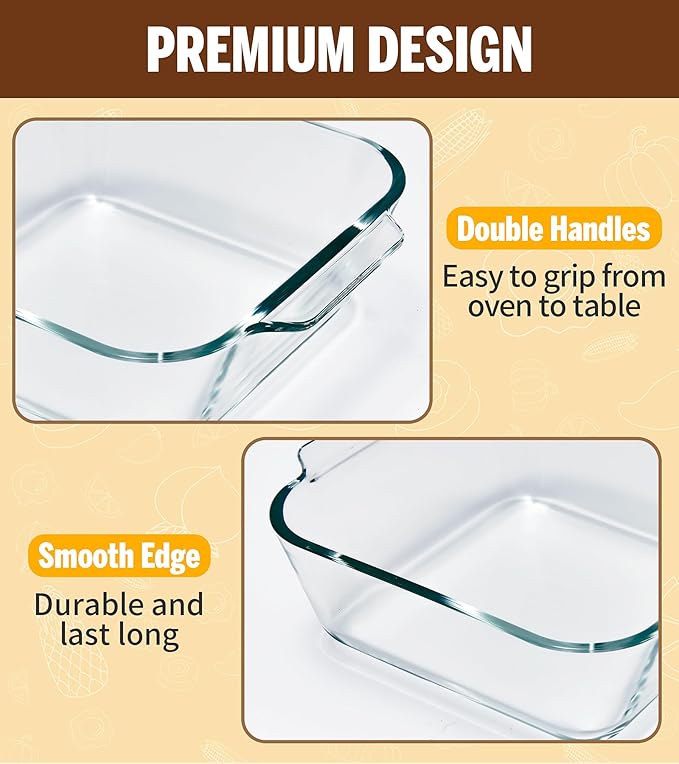 6"x6" Baking Pan, Square Baking Dishes 2 Pack Glass Bakeware Dish For Casserole Lasagna Brownie, Perfect for Reheating Individual Portions in Oven, Microwave or Air Fryer - Image 2
