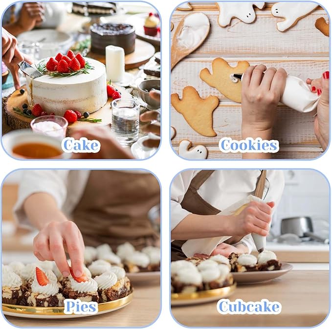 Ptwola 3 PCS Piping Tips Set Large Frosting Piping Kit Stainless Steel Cake Icing Nozzles Tips Decorating Tools Silver Pastry Bags Tips Accessories for Cookie Cupcake Baking Buttercream Supplies - Image 5