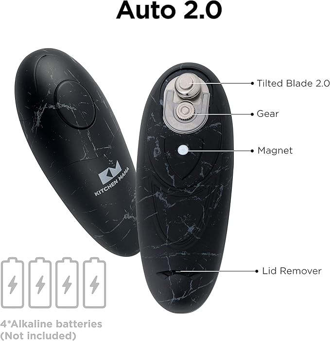 Kitchen Mama Auto 2.0 Electric Can Opener: Blade Opens Almost Any Can Pop or Soda Can - Automatic, Hands Free, Safe, Smooth Edge, Lid Remover, Battery Operated, Cordless, YES YOU CAN (Marble Black) - Image 9