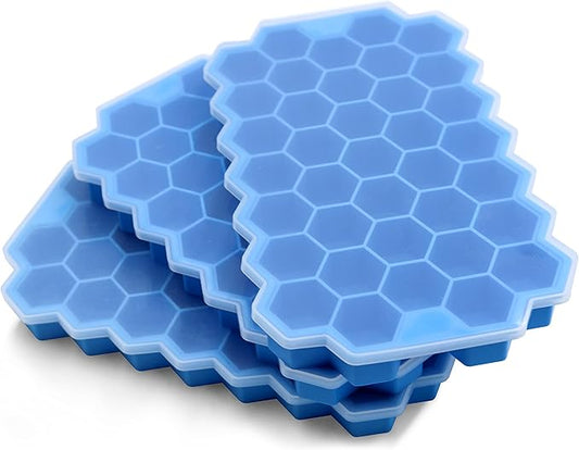 Ice Cube Trays for Freezer with Lid-3 Packs Silicone Ice Cube Tray with Lid Ice Maker,Easy-Release Reusable Ice Cube in Organizer Bins or Ice Bucket for Cocktail bar or Iced Coffee Cup by BIDFUL