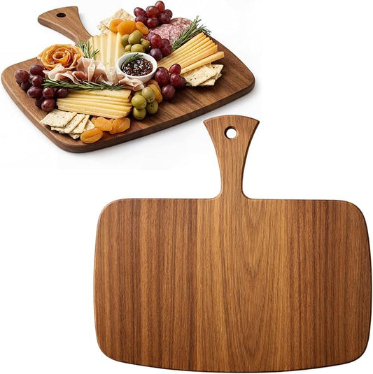 Nuenen Wood Cutting Board with Handle 12x11x0.47 Inch Acacia Bamboo Wooden Serving Kitchen Chopping Boards for Pizza, Bread, Cheese, Charcuterie, Fruit, Vegetables(1 Pcs, Acacia) by Nuenen