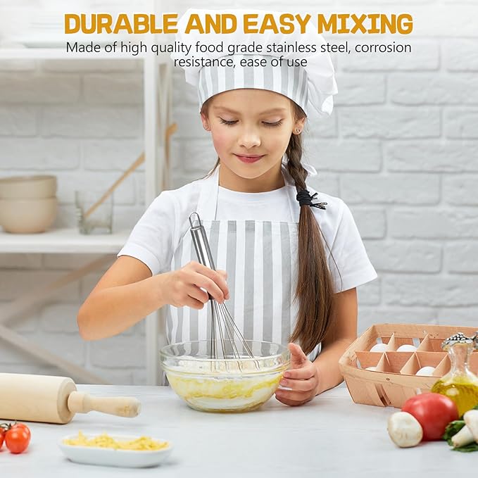 NileHome Stainless Steel Whisk 8" Hand Blender + 10" Semi-Automatic Rotary Kitchen Whisk Kitchen Wisk Wire Whisks for Cooking, Whisking, Blending, Beating, Stirring- 2 Pack... - Image 6