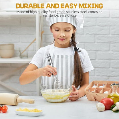 NileHome Stainless Steel Whisk 8" Hand Blender + 10" Semi-Automatic Rotary Kitchen Whisk Kitchen Wisk Wire Whisks for Cooking, Whisking, Blending, Beating, Stirring- 2 Pack... - Image 6