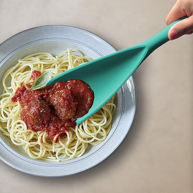 Silicone Spatula Spoon, Great for Both Cooking and Serving Durable BPA-Free Matte Black Silicone, Seamless Design, Safe for Nonstick Cooking Surfaces, 2-Pcs, Teal - Image 6