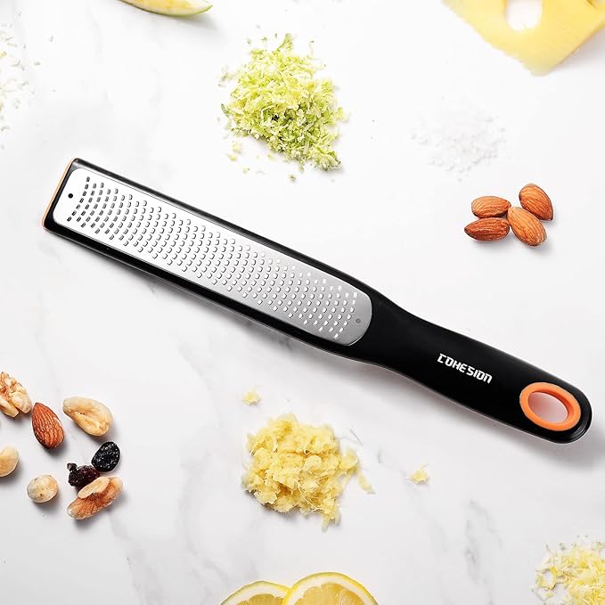 Cohesion Etched Zester & Grater Set of 2 - Kitchen Zester Tool for Lemon, Cheese, Garlic, Ginger, Nutmeg, Chocolate, Fruits, Vegetables - Sharp Premium Stainless Steel Blade with Protective Cover - Image 7