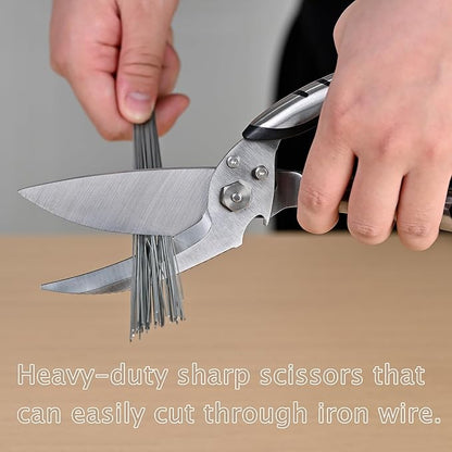 Kitchen Shears Heavy Duty, Stainless Steel Sharp Poultry Kitchen Scissors for Food,Work or Daily Use (Black and Silver)