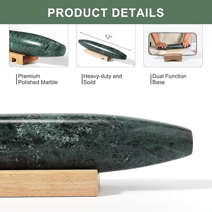 Natural Marble French Rolling Pin,12 inch Kitchen Baking Tool for Baking with Non-Stick Surface, Ideal as a Dough Roller for Pasta, Dumpling, Fondant, Pie, Bread, and Pizza - Image 3
