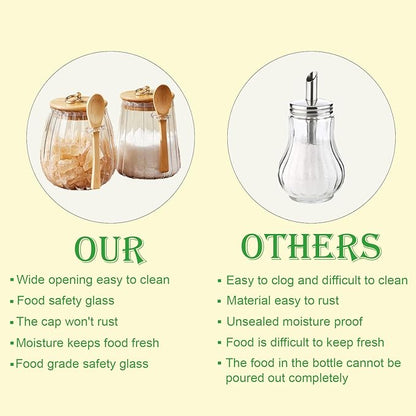 CNWSGEM Sugar Bowls Sugar Container 25.36 FL OZ Glass Coffee Canister Airtight Food Storage Jar with Lid and Spoon Candy Jar Coffee Bar Accessories Storage Beans Powder (Oval) - Image 7