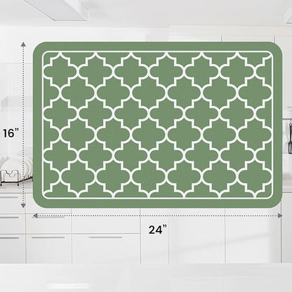 WISELIFE Dish Drying Mat Super Absorbent Drying Mat Large Dish Drying Mats for Kitchen Counter Easy Clean Dish Mat Kitchen Drying Mat16"x 24" Stylish Green - Image 3