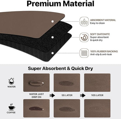 Bloss Dish Drying Mat + Faucet Mat for Kitchen Sink, Kitchen Sink Mats with Non-Slip Rubber Backed, Sink Matt for Kitchen Sink - 2PCS/Brown - Image 4