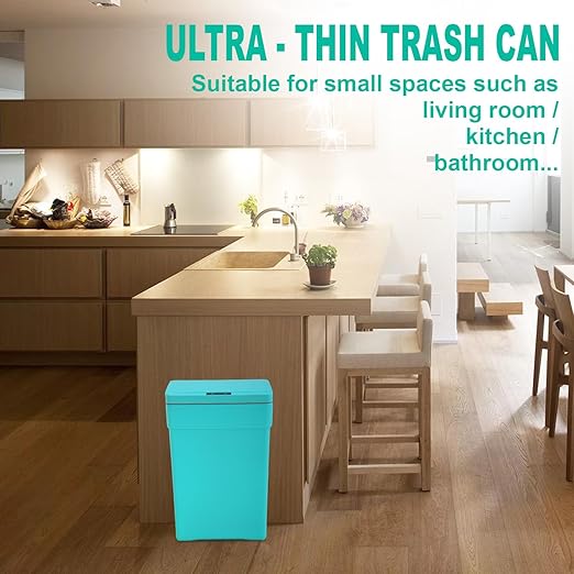 BestOffice 13 Gallon Trash Can Automatic Kitchen Trash Can Touch Free High-Capacity Garbage Can with Lid for Bedroom Bathroom Home Office 50 Liter (Black, 1) (4, Blue) - Image 6