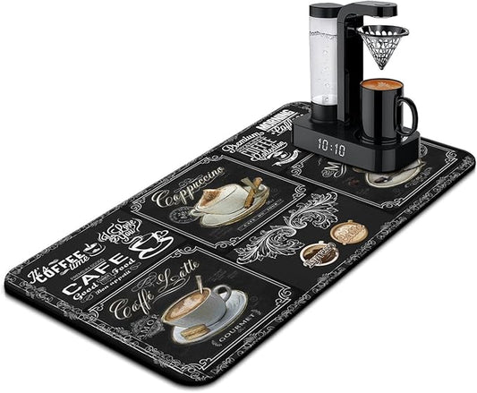 Coffee Mat 17inx31.5in,Coffee Bar Mat for Countertops,Absorbent Hide Stain Anti-Slip Coffee Bar Accessories Fit Under Coffee Machine Mat,dish drying mats for kitchen