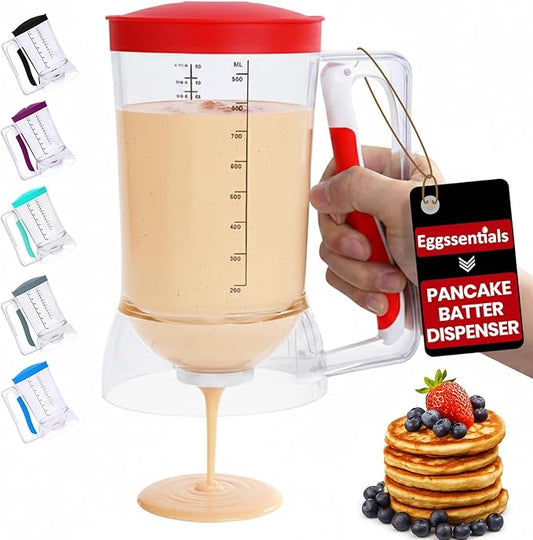 Eggssentials Pancake Batter Dispenser - Batter Dispenser with Squeeze Handle for Cupcakes - Pancakes - Cookie Cakes - Waffles - and Biscuit Separation.