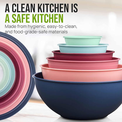 Zulay Kitchen 12 Piece Plastic Mixing Bowls with Leak-Proof Lids Set - Microwave and Freezer Safe Kitchen Mixing Bowls for Preparing, Serving and Storing - Large Nesting Bowls (Cotton Candy Ombre) - Image 6