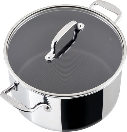 Circulon C1 Series Clad Stainless Steel with ScratchDefense Technology Cookware Nonstick Induction Stockpot with Lid, Metal Utensil Safe, 8 Quart - Polished Stainless Steel