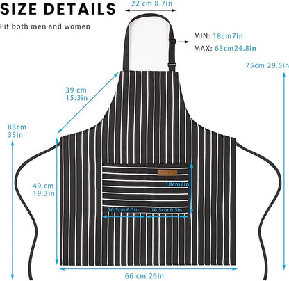 BeLuyi 2 Pack Adjustable Bib Apron with 2 Pockets Chef Cooking Kitchen Restaurant Aprons for Women Men - Image 2