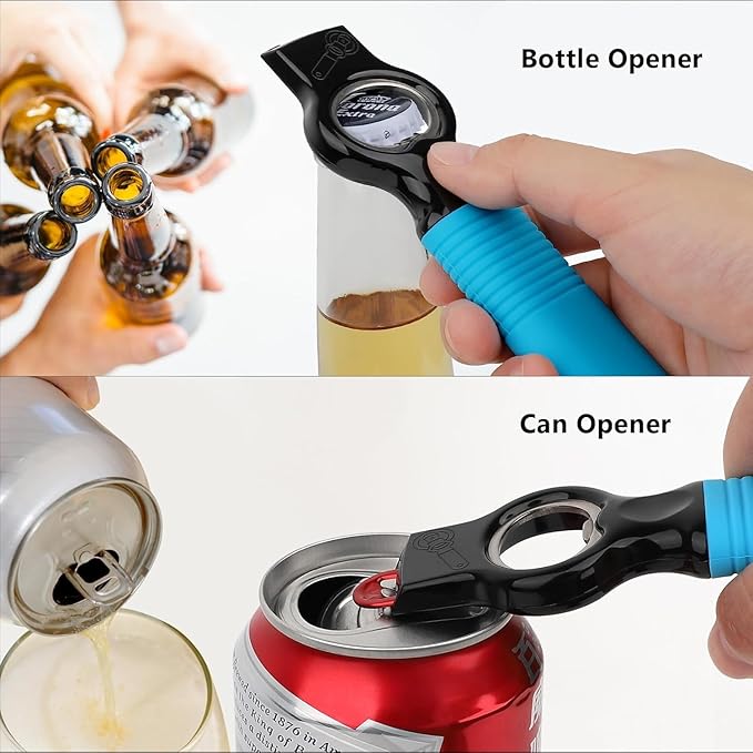 2-Pack Magnetic Beer Bottle Opener & Soda Can Opener, 2-in-1 Bottle Opener and Can Tab Opener Tool for Bartender, Long Nails, Arthritis, Silicone Handle with Build in Magnet - Gemstone Blue - Image 3