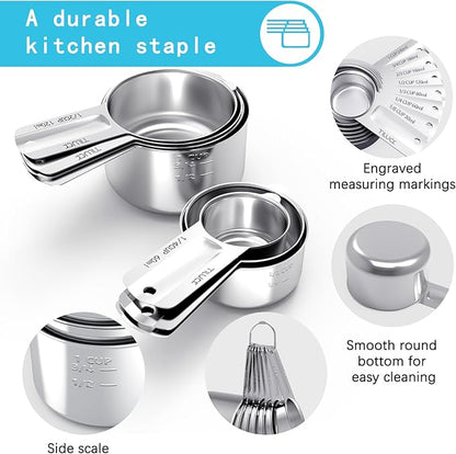 TILUCK Stainless Steel Measuring Cups Set,Kitchen Gadgets for Cooking & Baking,Set of 7 - Image 4