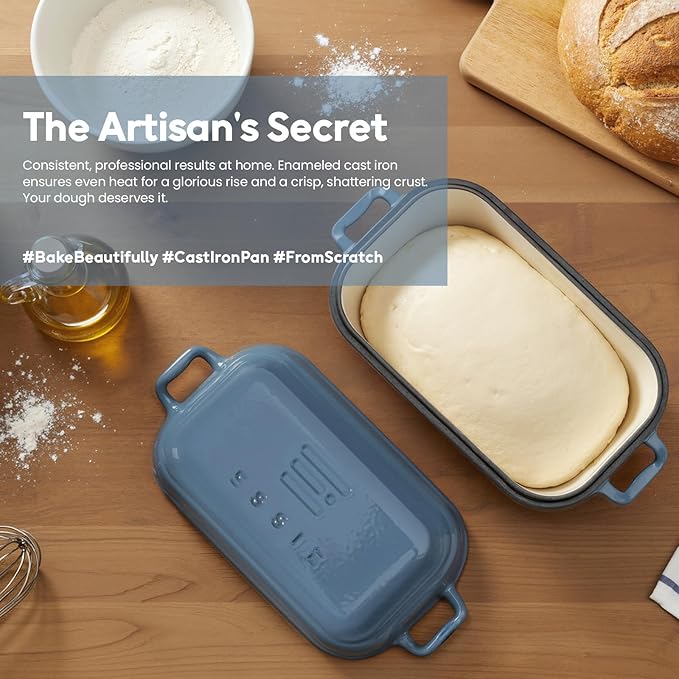 Dutch Oven for Sourdough Bread Baking, Enameled Cast Iron Dutch Oven Pot with Lid, 10×6 Bread Loaf Pans with Lid for Homemade Bread, Cake, Meatloaf, Oven & Induction Safe (Blue, 3.84 QT) - Image 7