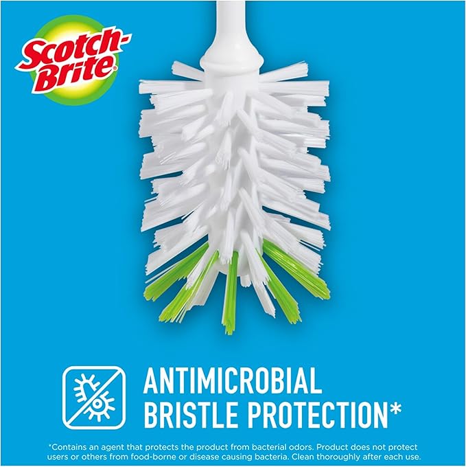 Scotch-Brite Glass and Water Bottle Brush, Long-Lasting,Safe on Glassware,Shaker Bottles,Food Processors & More,Non-Slip Handle, Durable,Reusable,Clean in Top Rack of Your Dishwasher (Pack of 6) - Image 2