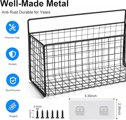 2 Pack Large Adhesive Cabinet Organizer - Lid Organizer Inside Cabinet Wall Mounted Pantry Door Caddy for Kitchen Containers Lid Kitchen Under Sink Basket - Image 3