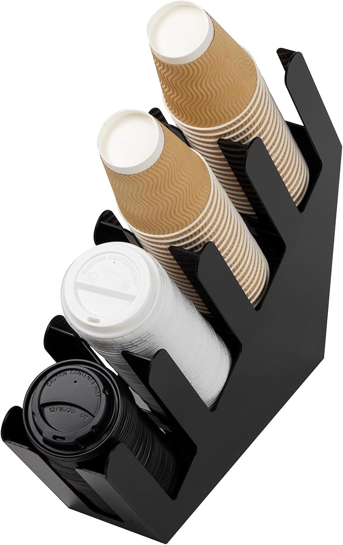 Mind Reader Cup and Lid Dispenser, Countertop Org, Coffee Bar, Beverage Cup, Kitchen, Breakroom, Black - Image 4