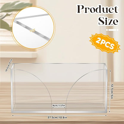 2PCS Paper Towel Dispenser Countertop Acrylic Clear Paper Towel Holder for Bathroom Folded Paper Towel Dispenser Clear Trifold Paper Napkin Holder for Z-fold C-fold MultiFold Trifold - Home Kitchen