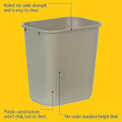 Rubbermaid Commercial Products Resin Wastebasket/Trash Can, 7-Gallon/28-Quart, Beige, Plastic, for Bedroom/Bathroom/Office, Fits Under Desk/Sink - Image 4