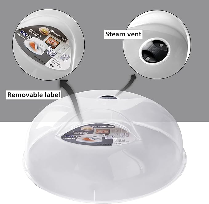 Microwave Splatter Cover for Food Large Microwave Plate Cover Guard Lid with Steam Vents, 1.5 Inch BPA Free & Dishwasher Safe-Grey - Image 3
