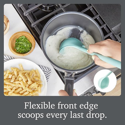 Tovolo Flex Core Silicone Ladle BPA Free Aqua Seafoam Green Deep Silicone Soup Ladle, Heat Resistant All Silicone Ladle Construction, Large Dishwasher Sage Soup Ladle Kitchen Utensil for Cooking