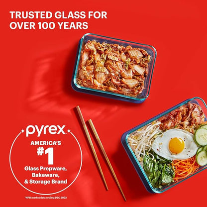 Pyrex Simply Store (7-Pack) Glass Food Storage Containers Set, (1, 2, 4 & 7 Cup) Meal Prep Containers With Plastic BPA-Free Lids, Dishwasher & Microwave Safe - Image 6
